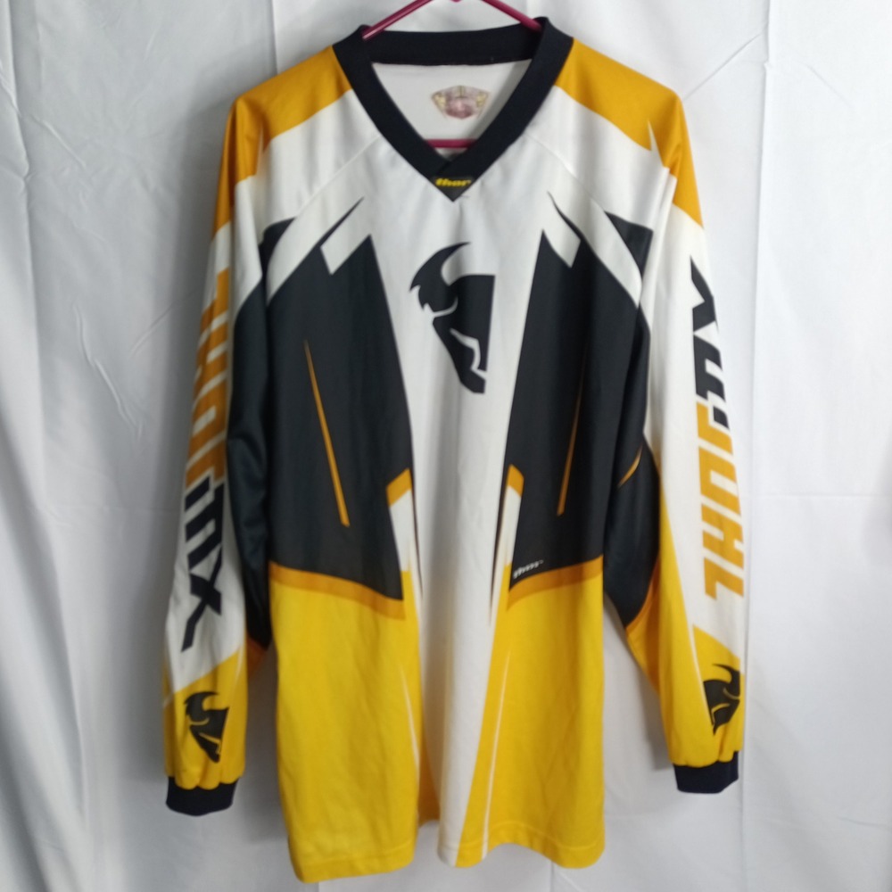 Thor Phase MX Motocross Jersey Mens Large Yellow Black White Racing Shirt